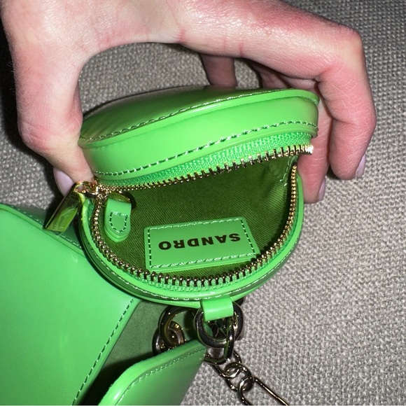 Sandro Paris Lime Green Crossbody Bag with coin purse - Picture 12 of 15